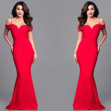Load image into Gallery viewer, summer dress 2019 new Sexy Straps V-Neck Dress Women Off Shoulder Bodycon Red Party Dress Long Maxi Dresses vestidos verano