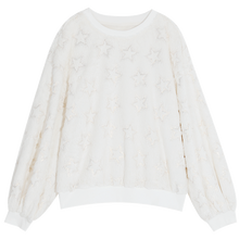 Load image into Gallery viewer, ELFSACK Beige Solid Stars Bronzing Velvet Women Sweatshirts 2019 Winter Lantern Sleeve Downy Casual Office Ladies Basics Tops