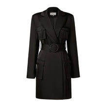 Load image into Gallery viewer, AEL elegant slim black blazer dress spring autumn women long sleeve waist jacket office lady wrap bodycon casual streetwear