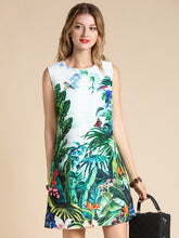 Load image into Gallery viewer, LD LINDA DELLA Fashion Designer Summer Dress Women's Sleeveless Jungle Floral Print Beading Elegant Mini Short Dresses vestido