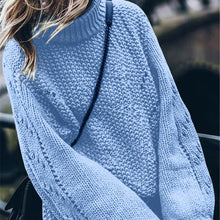 Load image into Gallery viewer, Women's Sweaters Hollow Out Loose Knitted Lantern Sleeve O-Neck Solid Pullover Sweater Female 2019 Autumn Warm Ladies Pullovers