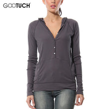 Load image into Gallery viewer, Womens Cotton Sweatshirts Hoodies Shirt Tops Autumn Winter Long Sleeve Sweatshirt Casual V Neck Hooded Button Plus Size Top 7096