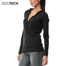 Load image into Gallery viewer, Womens Cotton Sweatshirts Hoodies Shirt Tops Autumn Winter Long Sleeve Sweatshirt Casual V Neck Hooded Button Plus Size Top 7096