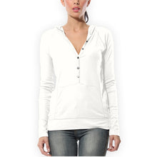 Load image into Gallery viewer, Womens Cotton Sweatshirts Hoodies Shirt Tops Autumn Winter Long Sleeve Sweatshirt Casual V Neck Hooded Button Plus Size Top 7096