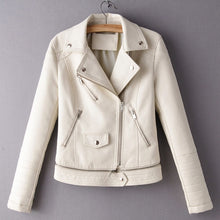 Load image into Gallery viewer, Yellow PU Lapel Long Sleeve Zipper Locomotive Women's Jacket Korean Version Slim Fit 2019 Autumn Windproof Female Coat Black