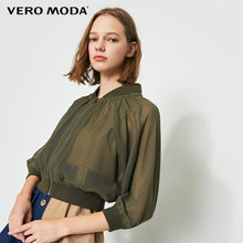 Load image into Gallery viewer, Vero Moda Women's Ribbed Cuffs Zipped Gauzy Jacket | 319117507