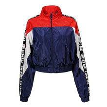 Load image into Gallery viewer, GLO-STORY 2019 New Ladies Patchwork Letter Tape Batwing Sleeve Bomber Jackets Crop Tops Women Streetwear Short Coats WFY-7837