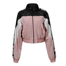 Load image into Gallery viewer, GLO-STORY 2019 New Ladies Patchwork Letter Tape Batwing Sleeve Bomber Jackets Crop Tops Women Streetwear Short Coats WFY-7837