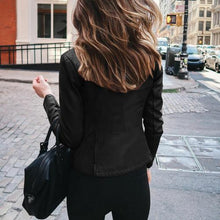 Load image into Gallery viewer, Women Autumn Winter Solid Color Stand Collar Faux Leather Zipper Slim Coat Jacket Elegant Faux Coat Women 2020 Autumn Outwear
