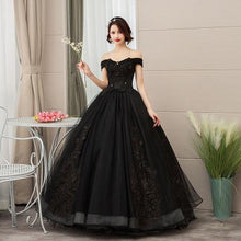 Load image into Gallery viewer, Boat neck Vestidos De 15 Anos Vestidos De Quinceanera Dress Black Off Shoulder Ball Gown Long Organza Sweet 16 Dress Plus Size 7
