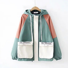 Load image into Gallery viewer, Merry Pretty Women Contrast color Pockets Basic Jacket 2019 Winter Long Sleeve Hooded Jacket Casual Zippers Loose Outerwear Coat
