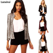 Load image into Gallery viewer, European American Fashion Brand Shining Pocket Cardigan Style Sequin Long Sleeves Slim Suit Pattern Jacket Coat