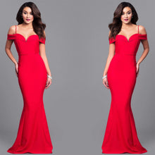 Load image into Gallery viewer, summer dress 2019 new Sexy Straps V-Neck Dress Women Off Shoulder Bodycon Red Party Dress Long Maxi Dresses vestidos verano
