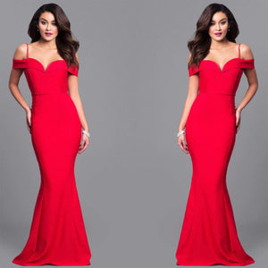 summer dress 2019 new Sexy Straps V-Neck Dress Women Off Shoulder Bodycon Red Party Dress Long Maxi Dresses vestidos verano