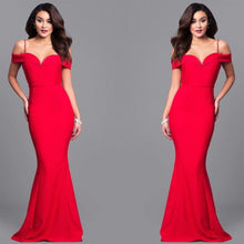 Load image into Gallery viewer, summer dress 2019 new Sexy Straps V-Neck Dress Women Off Shoulder Bodycon Red Party Dress Long Maxi Dresses vestidos verano
