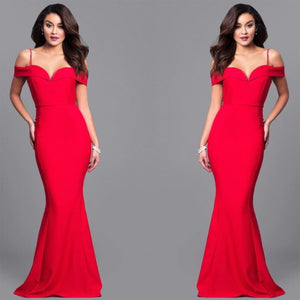 summer dress 2019 new Sexy Straps V-Neck Dress Women Off Shoulder Bodycon Red Party Dress Long Maxi Dresses vestidos verano