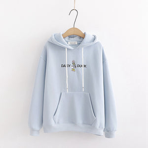 Merry Pretty Women’s Cartoon Buck Embroidery Hoodies Sweatshirts With Bow On Hood 2019 Winter Plus Velvet Hooded Pullovers