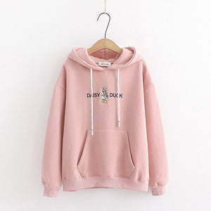 Merry Pretty Women’s Cartoon Buck Embroidery Hoodies Sweatshirts With Bow On Hood 2019 Winter Plus Velvet Hooded Pullovers