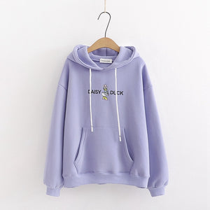 Merry Pretty Women’s Cartoon Buck Embroidery Hoodies Sweatshirts With Bow On Hood 2019 Winter Plus Velvet Hooded Pullovers