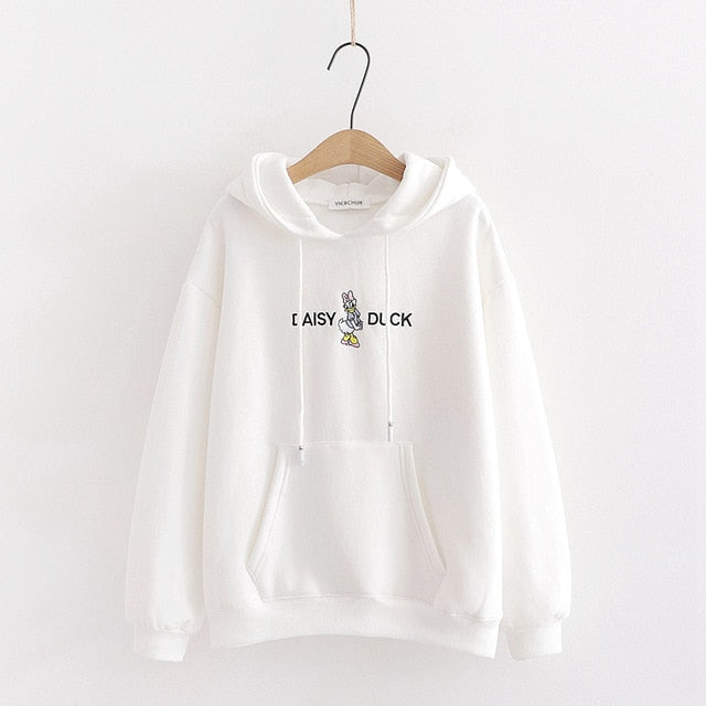 Merry Pretty Women’s Cartoon Buck Embroidery Hoodies Sweatshirts With Bow On Hood 2019 Winter Plus Velvet Hooded Pullovers