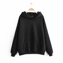 Load image into Gallery viewer, Fashion Za Women Sweatshirt 2019 Autumn Casual Solid Plus Velvet Long Sleeve Hoodie Pullover Streetwear Female Ladies Loose Tops
