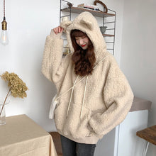 Load image into Gallery viewer, Female Korean Kawaii Cute Chic Rabbit Ears Lamb Hair Sweatshirt Women&#39;s Sweatshirts Japanese Harajuku Ulzzang Clothing For Women
