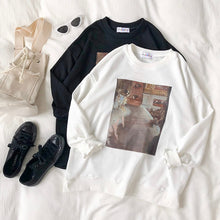 Load image into Gallery viewer, 2019 Fall Vintage Printed Women Sweatshirt Long Sleeve White Black Pullovers Boyfriend Tops
