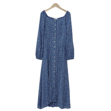 Load image into Gallery viewer, BGTEEVER Chic Off-shoulder Puff-sleeve Women Dress Spring Floral Print Single-breasted Female Dress Retro A-line Vestidos femme
