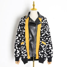 Load image into Gallery viewer, TWOTWINSTYLE Patchwork PU Leather Leopard Women's Jacket Lapel Collar Long Sleeve Hit Color Loose Casual Female Coats 2020 Tide

