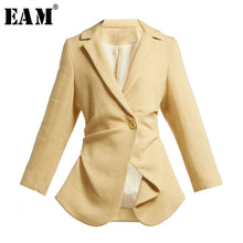 Load image into Gallery viewer, [EAM] Loose Fit Black Asymmetrical Split Joint Short Jacket New Lapel Long Sleeve Women Coat Fashion Tide Spring 2020 LI197
