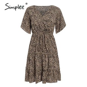 Simplee casual flower print ladies short dress V neck ruffle bandage women dresses summer beach belted butterfly sleeve vestido