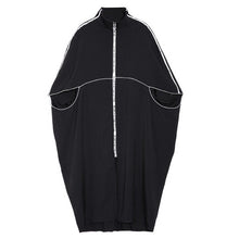 Load image into Gallery viewer, [EAM] Women Black Batwing Sleeve Letter Print Big Size Dress New Stand Collar Loose Fit Fashion Tide Spring Autumn 2020 JE733
