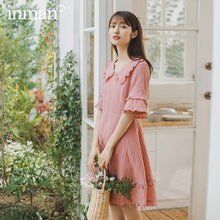 Load image into Gallery viewer, INMAN 2020 Summer New Arrival Peter pan Collar Sweet Cute Literary Falbala Short Sleeve Dress
