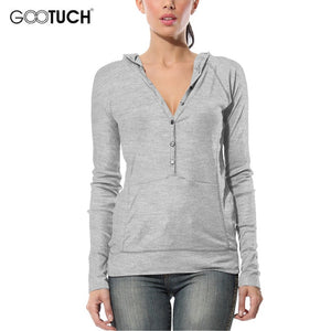 Womens Cotton Sweatshirts Hoodies Shirt Tops Autumn Winter Long Sleeve Sweatshirt Casual V Neck Hooded Button Plus Size Top 7096