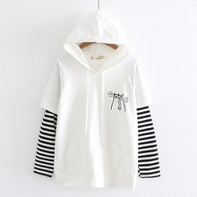 Load image into Gallery viewer, YUPINCIAGA Women Hooded Sweatshirts Spring Fall Striped Long Sleeve Pullover Femme Cartoon Dog Embroidery Harajuku Hoodies Girls
