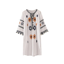 Load image into Gallery viewer, Video scene shooting high-end custom holiday national wind restoring ancient ways v-neck tassel snowflake embroidery dress big y

