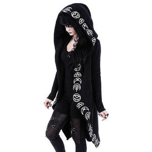 2020 Gothic retro black punk wind hooded moon print long sleeve ladies Sweatshirt hoodie