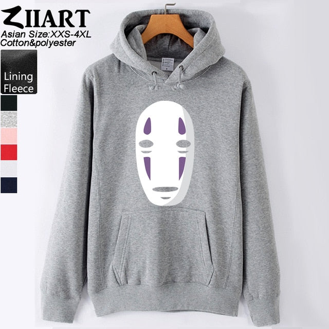 Spirited Away faceless No face man Girls Woman Hoodie Miyazaki Hayao mysterious ghost white Couple Clothes Autumn Winter ZIIART