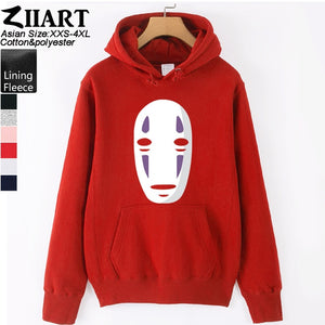 Spirited Away faceless No face man Girls Woman Hoodie Miyazaki Hayao mysterious ghost white Couple Clothes Autumn Winter ZIIART