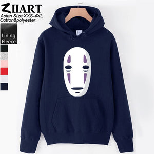 Spirited Away faceless No face man Girls Woman Hoodie Miyazaki Hayao mysterious ghost white Couple Clothes Autumn Winter ZIIART