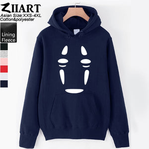 Spirited Away faceless No face man Girls Woman Hoodie Miyazaki Hayao mysterious ghost white Couple Clothes Autumn Winter ZIIART