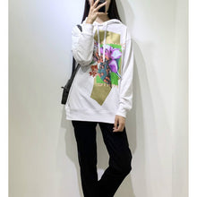 Load image into Gallery viewer, Girls Hoodies Multicolor Printed Terry Cotton Loose Version White Hooded Women Sweatshirt
