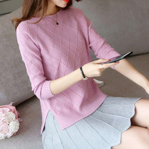 Sweaters For Women Fashion Slim Gray  Cropped Jumpers Knitwear Autumn Fashion Solid