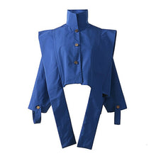 Load image into Gallery viewer, DEAT Loose Fit Blue Ribbon Short Big Size Jacket New Lapel Long Sleeve Women Coat Fashion Tide Autumn Winter 2020 JH360

