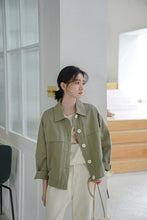 Load image into Gallery viewer, Hirsionsan 100% Cotton Thin Jacket Women 2020 Spring New Harajuku Korean Casual Coat for Lady Ins Turn Down Collar Green Outwear
