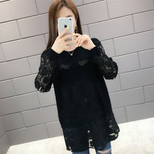 Load image into Gallery viewer, NEW 2019 autumn dress women&#39;s new long lace long sleeve sweater women&#39;s bottoming shirt loose coat
