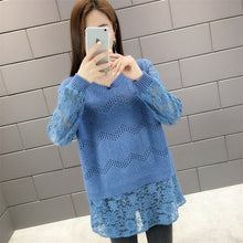 Load image into Gallery viewer, NEW 2019 autumn dress women&#39;s new long lace long sleeve sweater women&#39;s bottoming shirt loose coat
