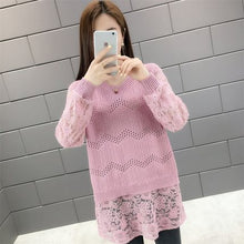 Load image into Gallery viewer, NEW 2019 autumn dress women&#39;s new long lace long sleeve sweater women&#39;s bottoming shirt loose coat
