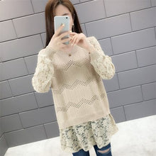 Load image into Gallery viewer, NEW 2019 autumn dress women&#39;s new long lace long sleeve sweater women&#39;s bottoming shirt loose coat
