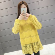 Load image into Gallery viewer, NEW 2019 autumn dress women&#39;s new long lace long sleeve sweater women&#39;s bottoming shirt loose coat
